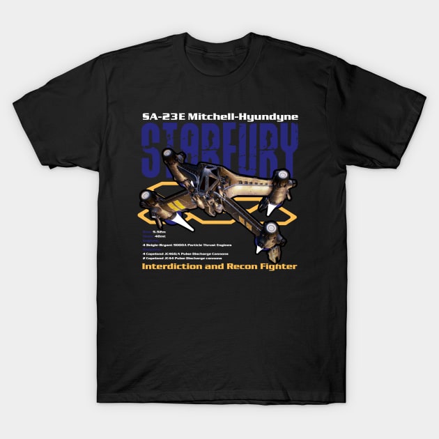 SA-23E Mitchell Hyundyne Starfury Space Fighter T-Shirt by Meta Cortex